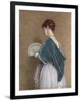 Woman with a Fan, 1871 (Pencil and W/C on Paper)-John Dawson Watson-Framed Giclee Print