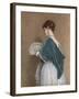 Woman with a Fan, 1871 (Pencil and W/C on Paper)-John Dawson Watson-Framed Giclee Print