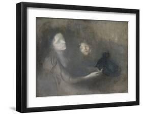 Woman with a Hat (Oil on Canvas)-Eugene Carriere-Framed Giclee Print