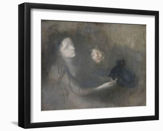 Woman with a Hat (Oil on Canvas)-Eugene Carriere-Framed Giclee Print