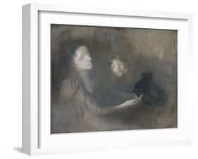 Woman with a Hat (Oil on Canvas)-Eugene Carriere-Framed Giclee Print