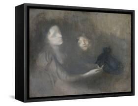 Woman with a Hat (Oil on Canvas)-Eugene Carriere-Framed Stretched Canvas
