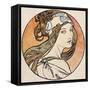 Woman with a Headscarf (W/C on Paper)-Alphonse Mucha-Framed Stretched Canvas