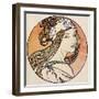 Woman with a Headscarf (W/C on Paper)-Alphonse Mucha-Framed Giclee Print