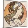 Woman with a Headscarf (W/C on Paper)-Alphonse Mucha-Mounted Giclee Print