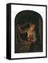 Woman with a Lighted Candle at a Window-Gerard Dou-Framed Stretched Canvas