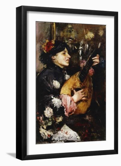 Woman with a Mandolin-Antonio Mancini-Framed Giclee Print