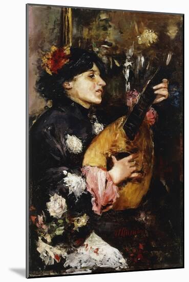 Woman with a Mandolin-Antonio Mancini-Mounted Giclee Print