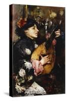 Woman with a Mandolin-Antonio Mancini-Stretched Canvas