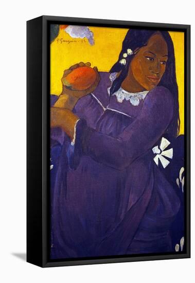 Woman With a Mango-Paul Gauguin-Framed Stretched Canvas