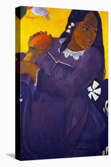 Woman With a Mango-Paul Gauguin-Stretched Canvas