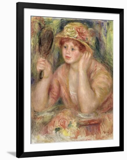 Woman with a Mirror, circa 1915-Pierre-Auguste Renoir-Framed Giclee Print