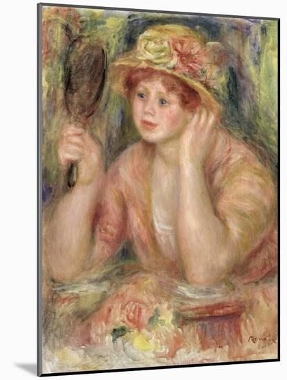 Woman with a Mirror, circa 1915-Pierre-Auguste Renoir-Mounted Giclee Print