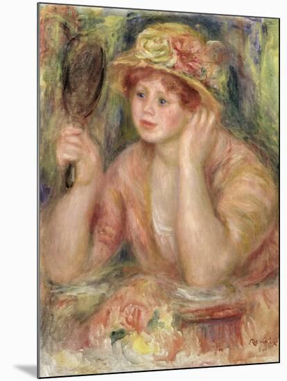 Woman with a Mirror, circa 1915-Pierre-Auguste Renoir-Mounted Giclee Print