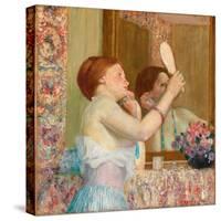 Woman with a Mirror (Femme qui se mire).-Frederick Carl Frieseke-Stretched Canvas