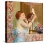 Woman with a Mirror (Femme qui se mire).-Frederick Carl Frieseke-Stretched Canvas