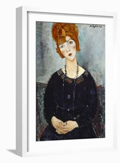 Woman with a Necklace, 1910-Amedeo Modigliani-Framed Giclee Print