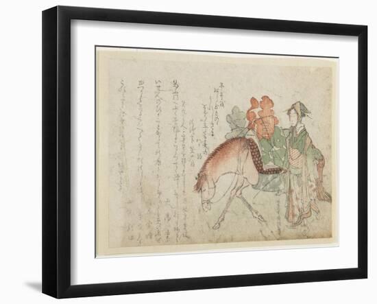 Woman with a Pack Horse, Late 18th-Early 19th Century-Kubo Shunman-Framed Giclee Print