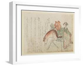 Woman with a Pack Horse, Late 18th-Early 19th Century-Kubo Shunman-Framed Giclee Print