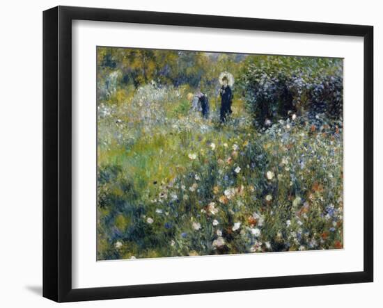 Woman with a Parasol in a Garden, 1875-Pierre-Auguste Renoir-Framed Giclee Print