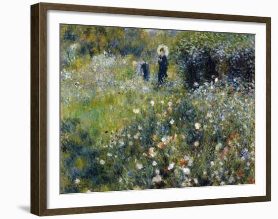 Woman with a Parasol in a Garden, 1875-Pierre-Auguste Renoir-Framed Giclee Print