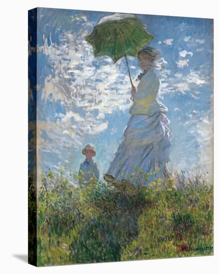 Woman with a Parasol - Madame Monet and Her Son, 1875-Claude Monet-Stretched Canvas