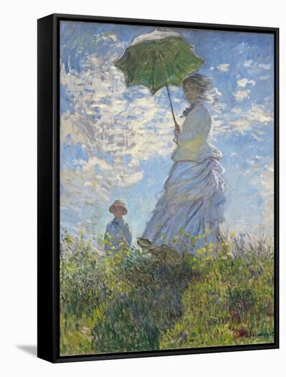 Woman with a Parasol - Madame Monet and Her Son, 1875-Claude Monet-Framed Stretched Canvas