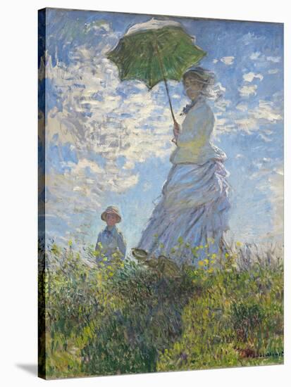 Woman with a Parasol - Madame Monet and Her Son, 1875-Claude Monet-Stretched Canvas