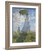 Woman with a Parasol - Madame Monet and Her Son, 1875-Claude Monet-Framed Giclee Print