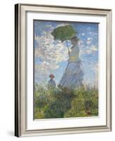 Woman with a Parasol - Madame Monet and Her Son, 1875-Claude Monet-Framed Giclee Print