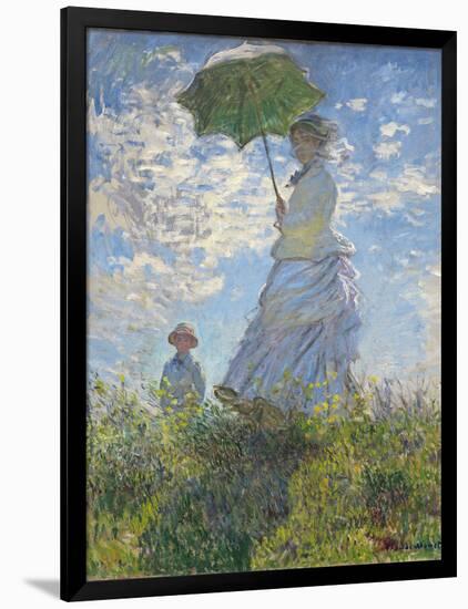 Woman with a Parasol - Madame Monet and Her Son, 1875-Claude Monet-Framed Giclee Print