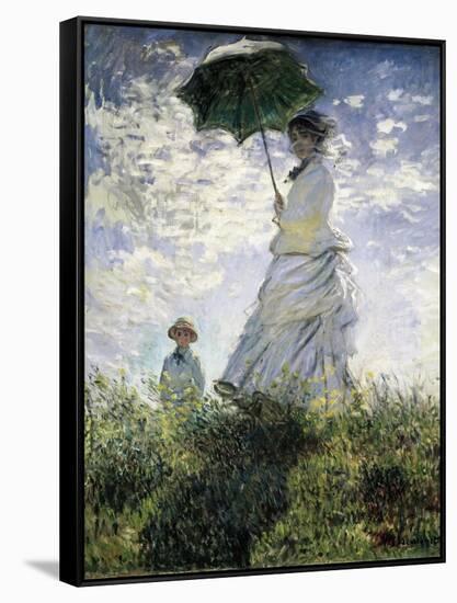 Woman with a Parasol - Madame Monet and Her Son-Claude Monet-Framed Stretched Canvas