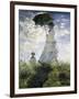 Woman with a Parasol - Madame Monet and Her Son-Claude Monet-Framed Art Print