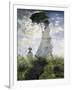 Woman with a Parasol - Madame Monet and Her Son-Claude Monet-Framed Art Print