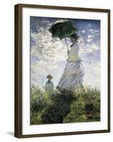 Woman with a Parasol - Madame Monet and Her Son-Claude Monet-Framed Art Print