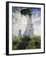 Woman with a Parasol - Madame Monet and Her Son-Claude Monet-Framed Art Print