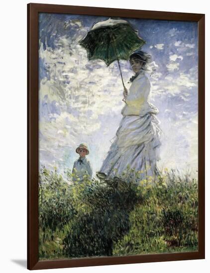 Woman with a Parasol - Madame Monet and Her Son-Claude Monet-Framed Art Print