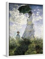 Woman with a Parasol - Madame Monet and Her Son-Claude Monet-Framed Art Print