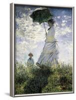 Woman with a Parasol - Madame Monet and Her Son-Claude Monet-Framed Art Print