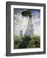 Woman with a Parasol - Madame Monet and Her Son-Claude Monet-Framed Art Print