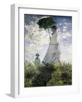 Woman with a Parasol - Madame Monet and Her Son-Claude Monet-Framed Art Print