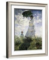 Woman with a Parasol - Madame Monet and Her Son-Claude Monet-Framed Art Print