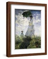 Woman with a Parasol - Madame Monet and Her Son-Claude Monet-Framed Art Print