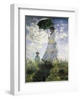 Woman with a Parasol - Madame Monet and Her Son-Claude Monet-Framed Art Print