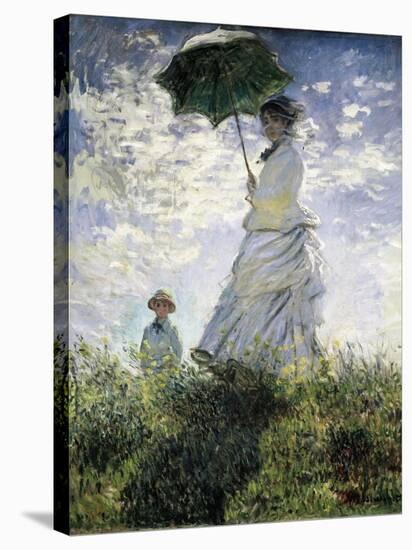 Woman with a Parasol - Madame Monet and Her Son-Claude Monet-Stretched Canvas