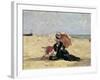 Woman with a Parasol on the Beach, 1880-Eug?ne Boudin-Framed Giclee Print