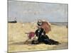 Woman with a Parasol on the Beach, 1880-Eug?ne Boudin-Mounted Giclee Print