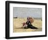 Woman with a Parasol on the Beach, 1880-Eug?ne Boudin-Framed Giclee Print