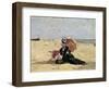 Woman with a Parasol on the Beach, 1880-Eug?ne Boudin-Framed Premium Giclee Print