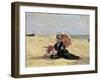 Woman with a Parasol on the Beach, 1880-Eug?ne Boudin-Framed Giclee Print